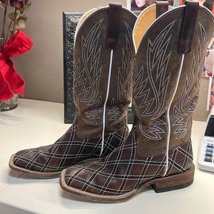 Macie Bean Womens Bone Leather Moka Sabotage Cowboy Boots Size 8